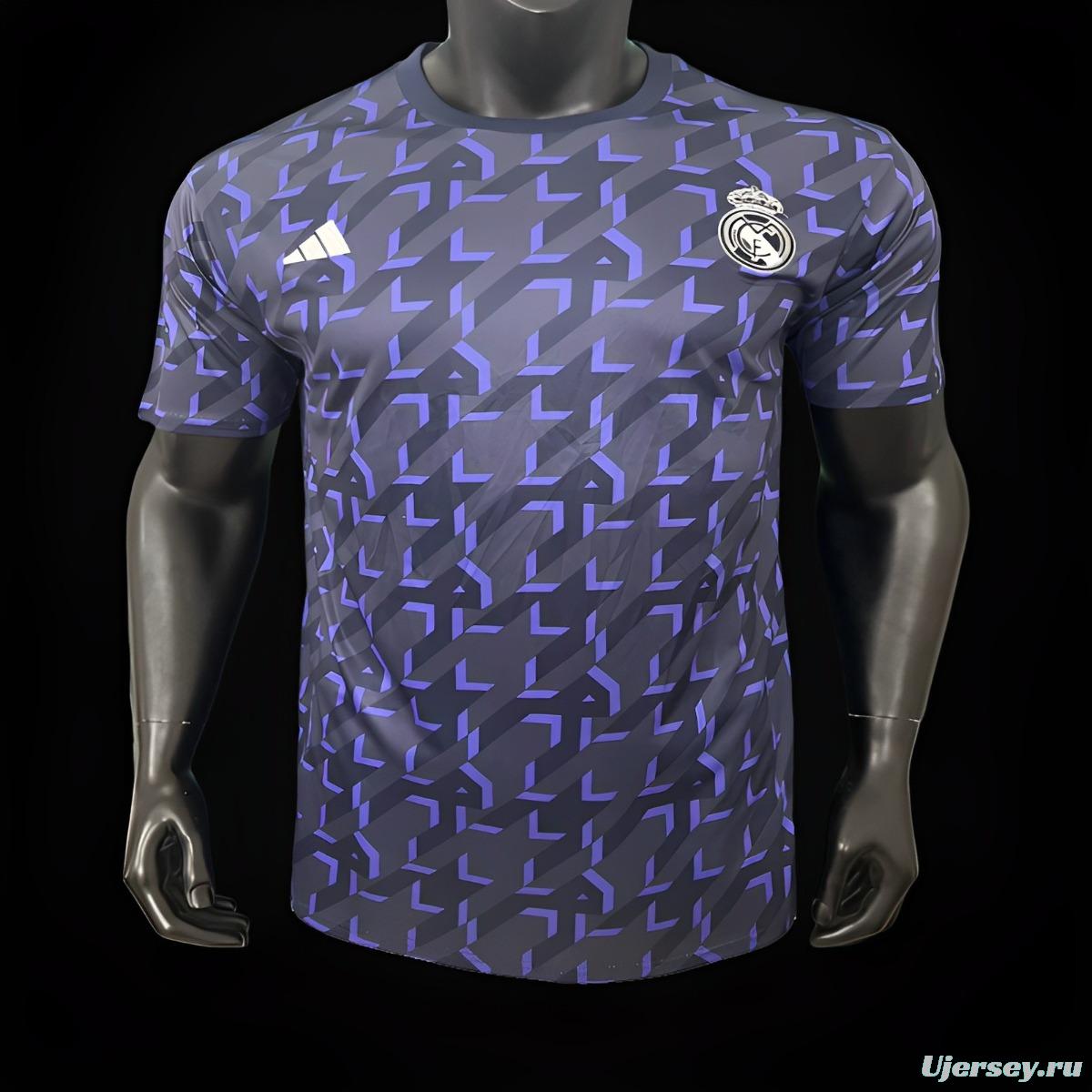 23/24 Real Madrid Pre-Match Navy Grid Jersey