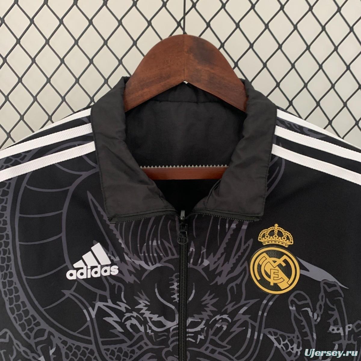 23/24 Real Madrid Black Dragon Reversible Full Zipper Jacket