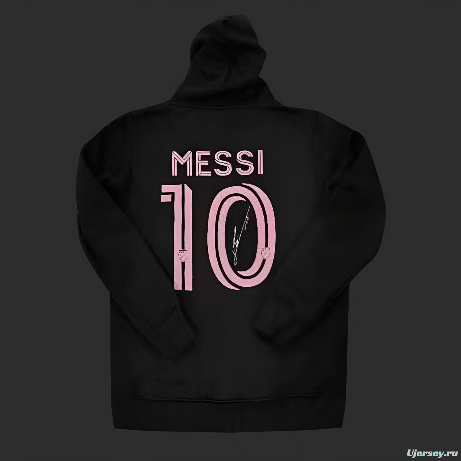 23/24 Inter Miami Black Hoodie Jacket Signed By Messi