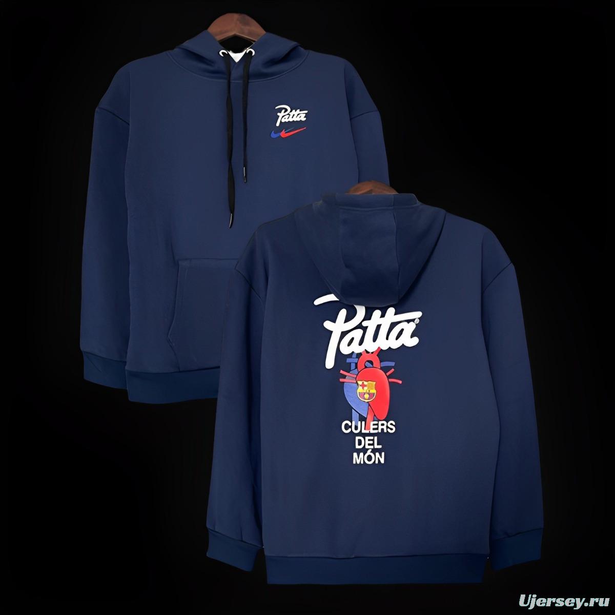 23/24 Barcelona x Patta Navy Hoodie