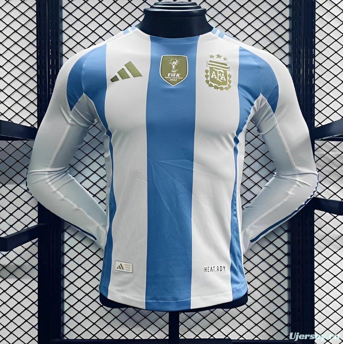 Player Version 2024 Argentina Long Sleeve Home Jersey