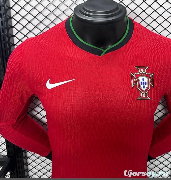 Player Version 2024 Portugal Home Long Sleeve Jersey