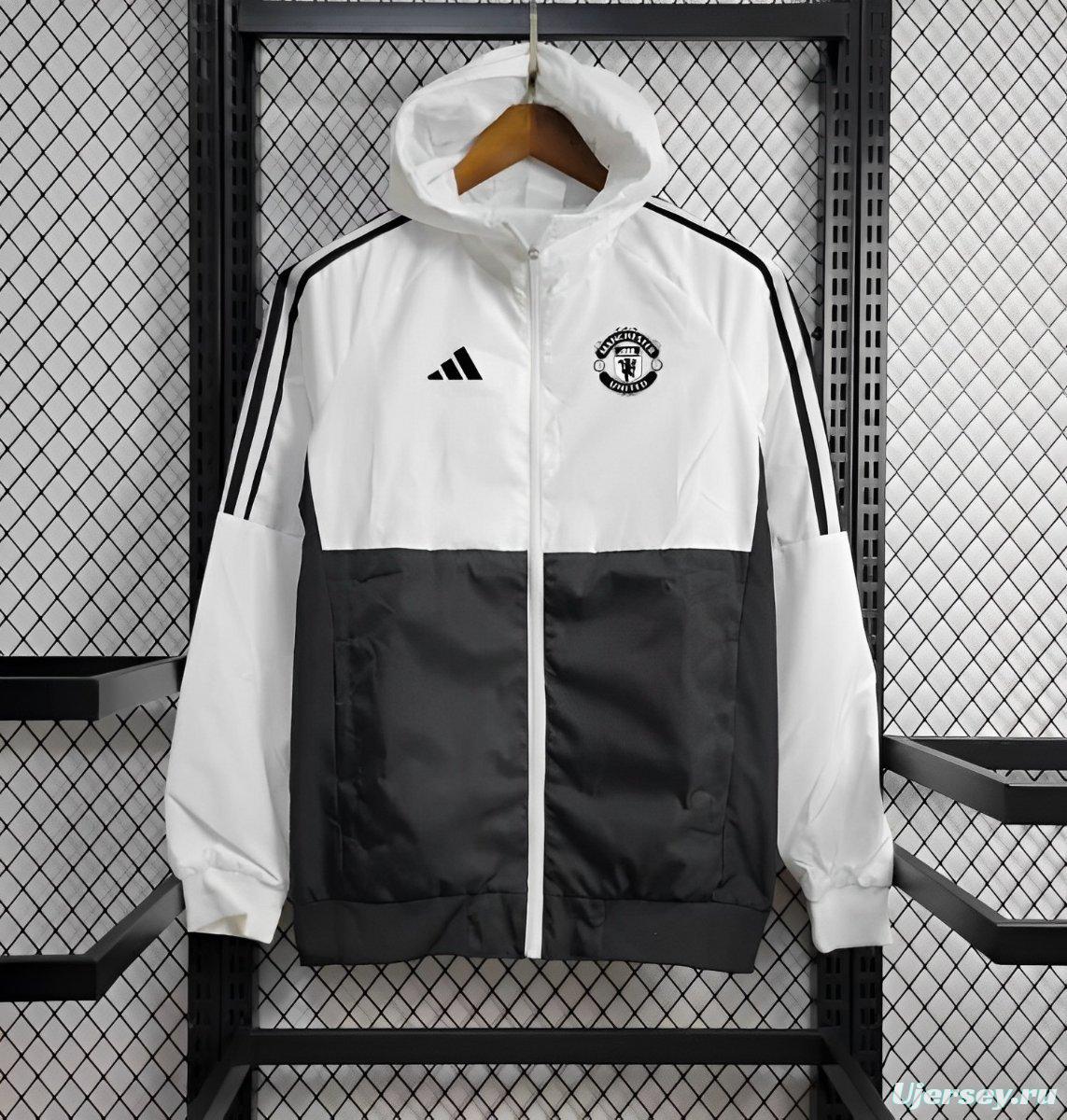 24/25 Manchester United Black White Windbreaker