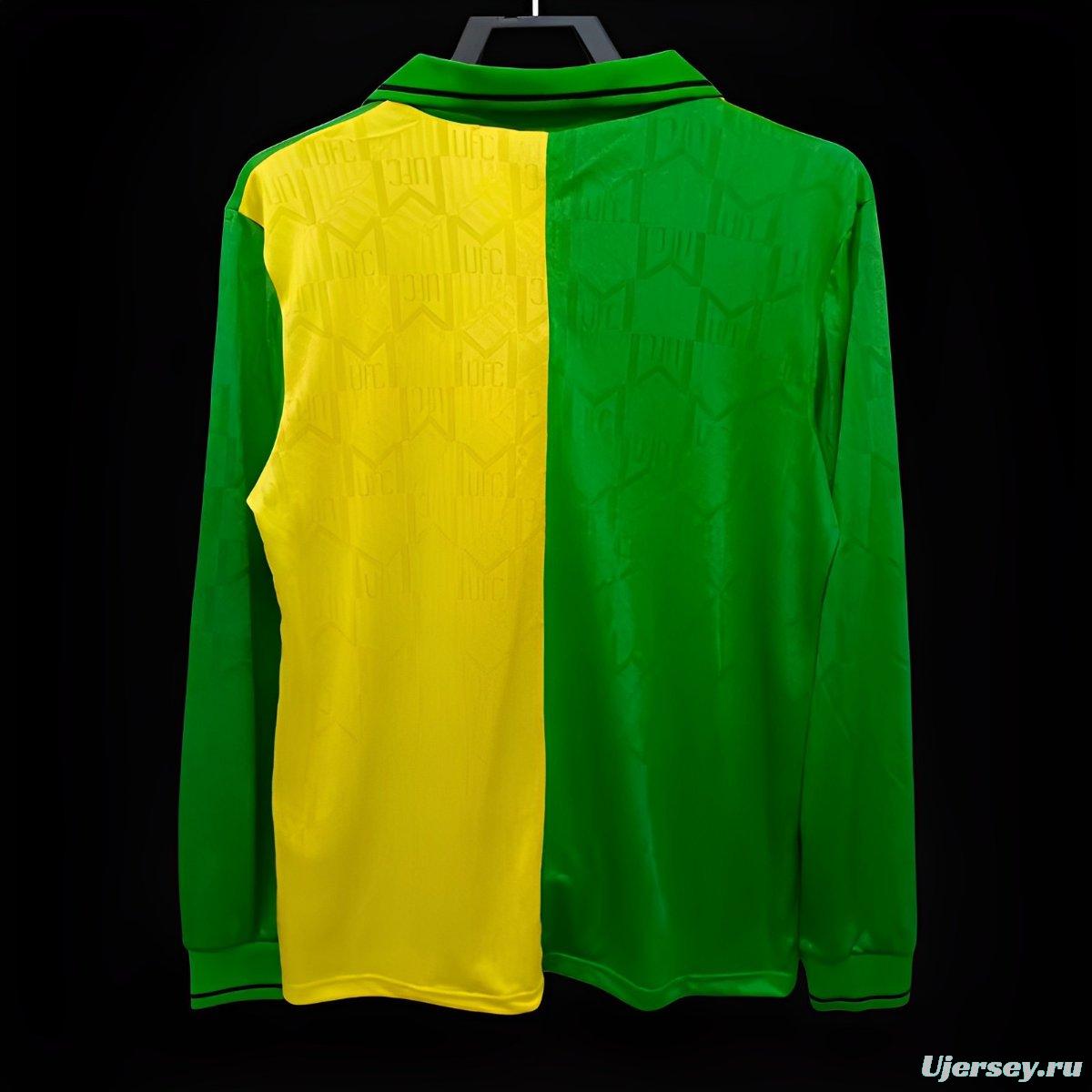 Retro 92/94 Manchester United Third Green/Yellow Long Sleeve Jersey