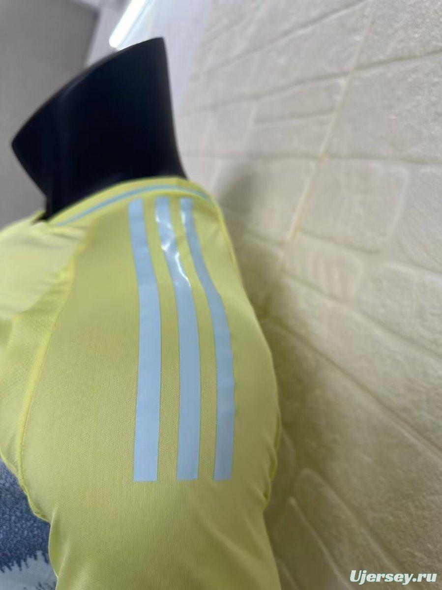 Player Version 2024 Spain Away Yellow Long Sleeve Jersey