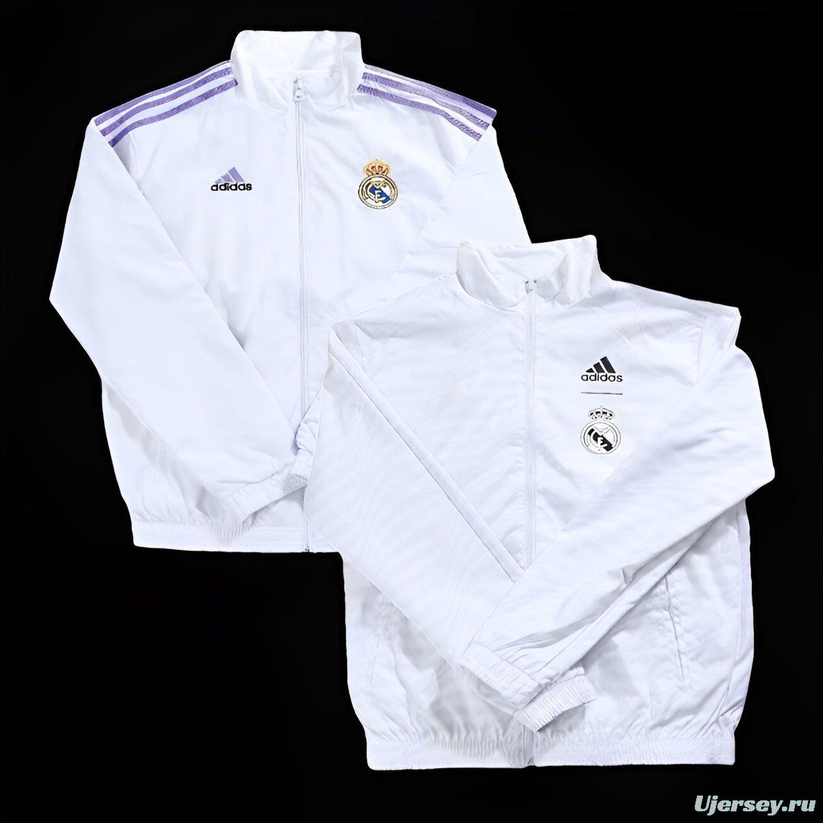 23/24 Real Madrid White Reversible Windbreaker