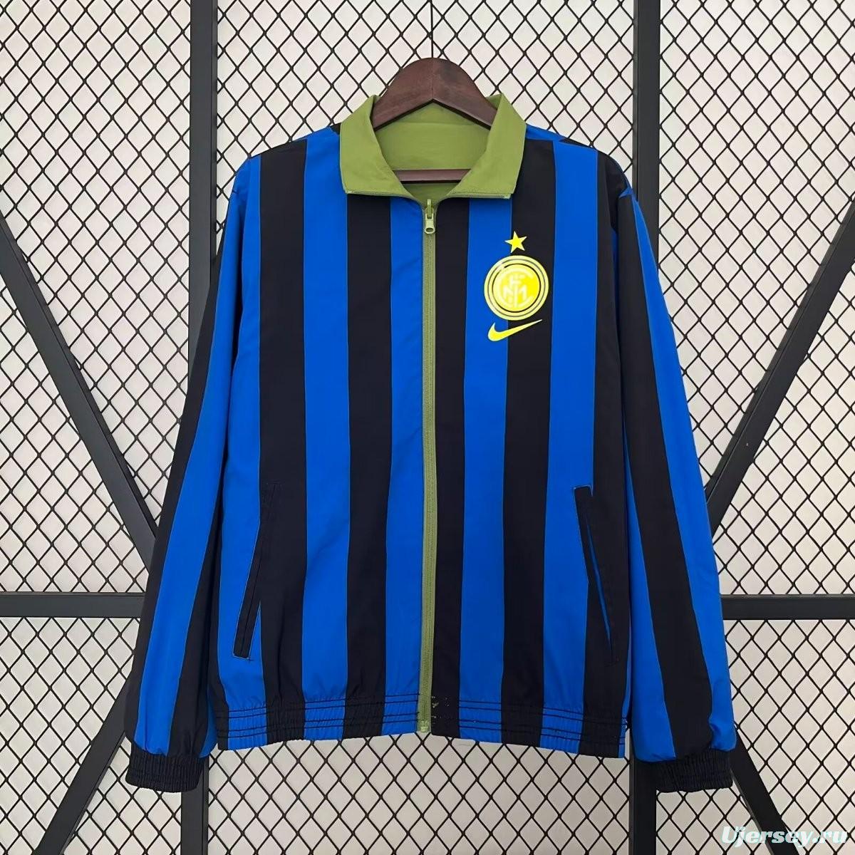 24/25 Inter Milan Green/Black Blue Reversible Windbreaker