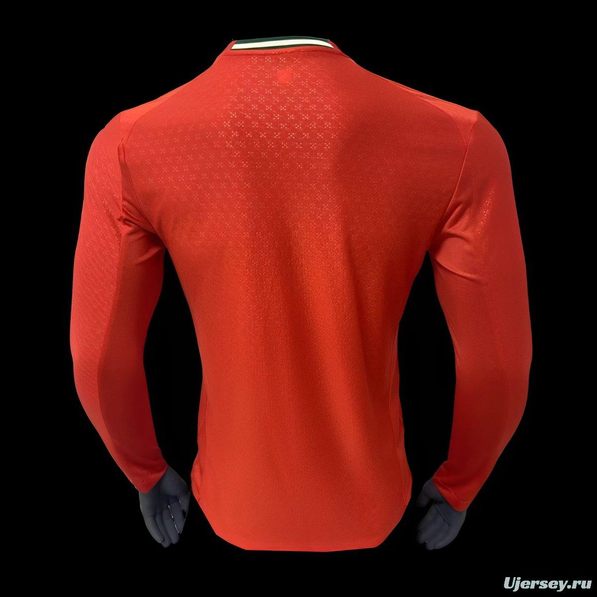 Player Version 2024 Portugal Home Long Sleeve Jersey