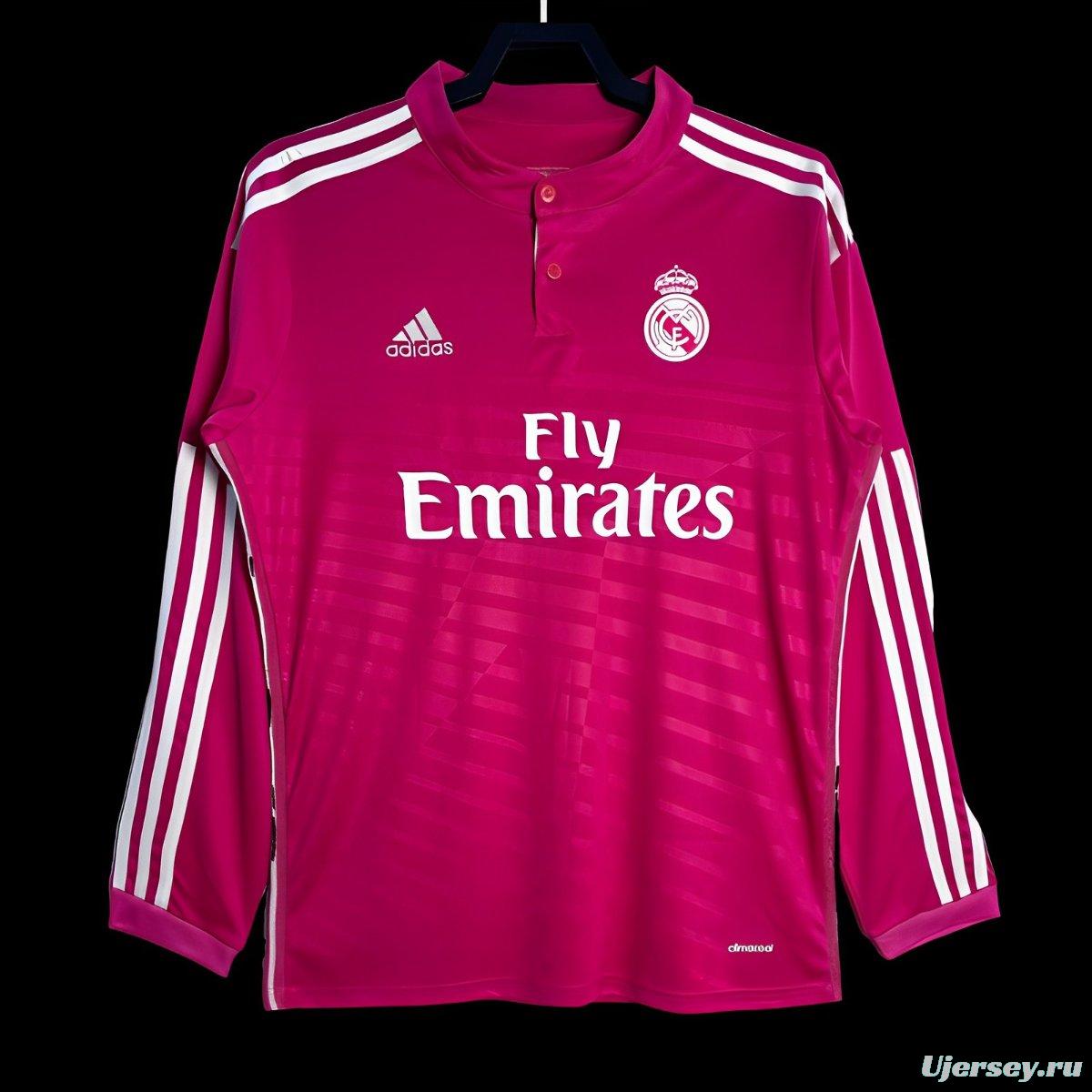 Retro 14/15 Real Madrid Away Pink Long Sleeve Jersey