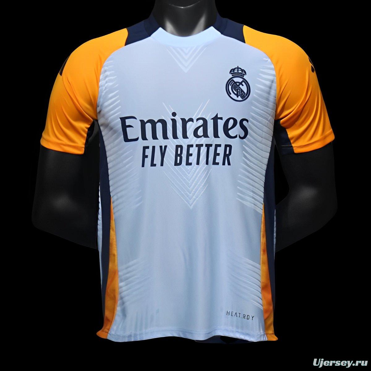 Player Version 24/25 Real Madrid Light Blue/Yellow Pre-Match Jersey