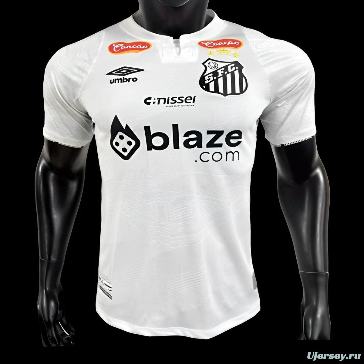 Player Version 24/25 Santos Home Jersey With Full Sponsors