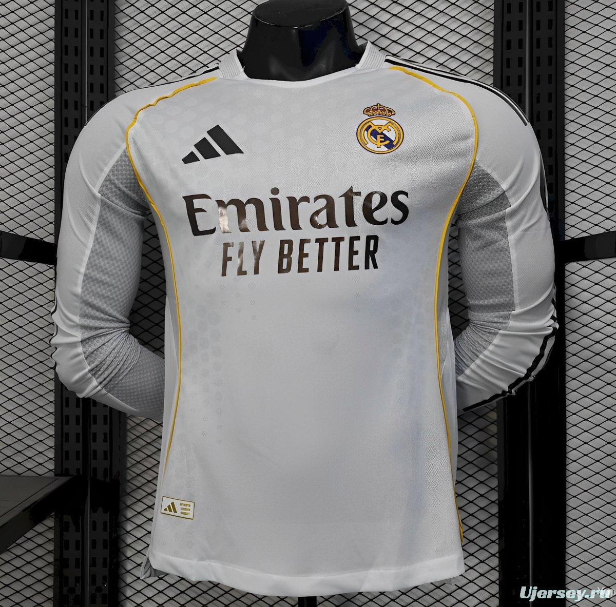 2025/26 Player Version Real Madrid Home Long Sleeves Jersey