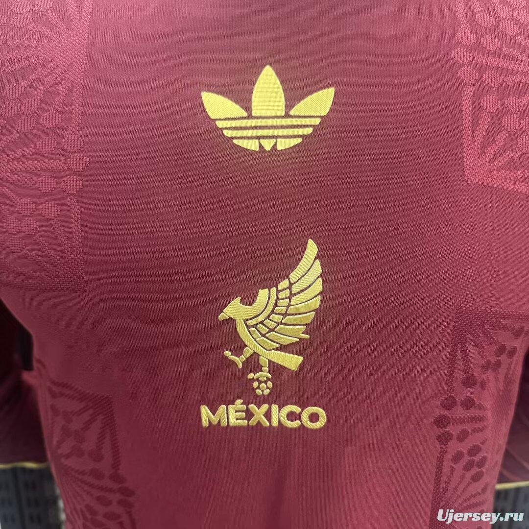 Player Version 2025 Mexico Gold Cup Wine Long Sleeve Jersey
