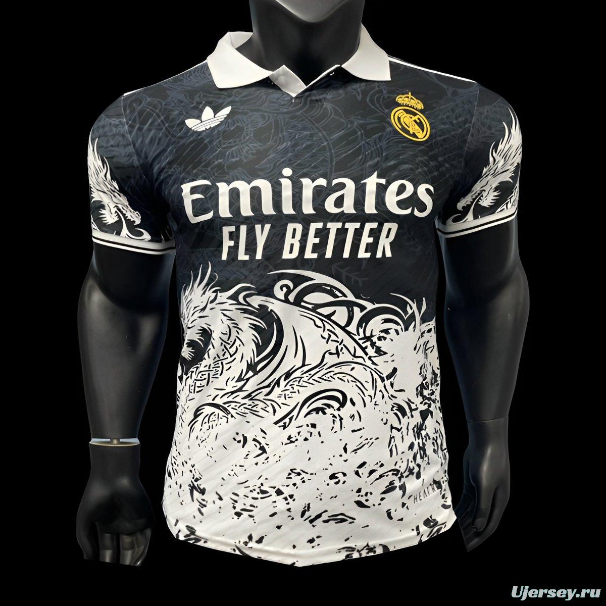 Player Version 25/26 Real Madrid Black & White Dragon Design Jersey