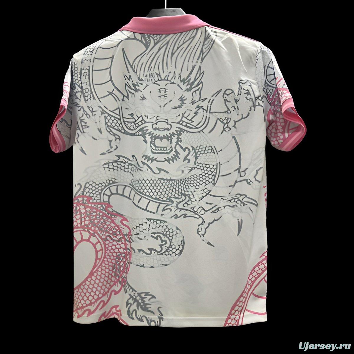 25/26 Real Madrid White with Pink Dragon Design Jersey