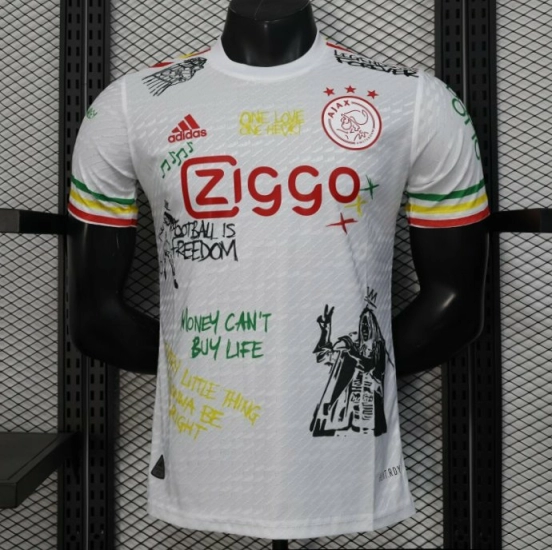 Player Version 25/26 Ajax White Jersey with Bob Marley Tribute Design