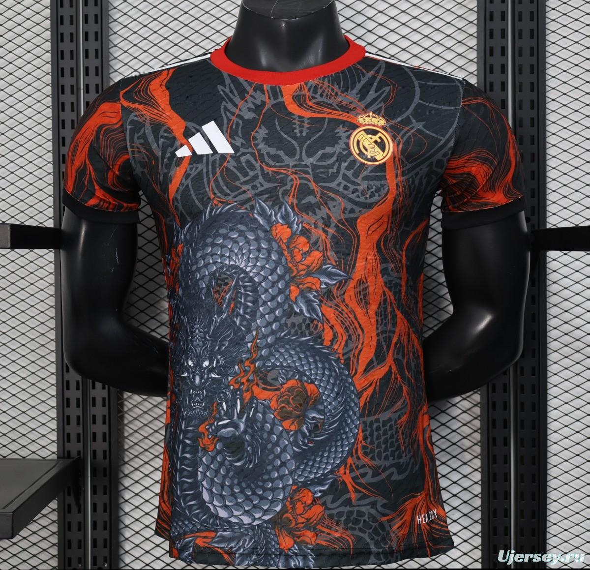 Player Version 25/26 Real Madrid Black with Dragon Design Jersey