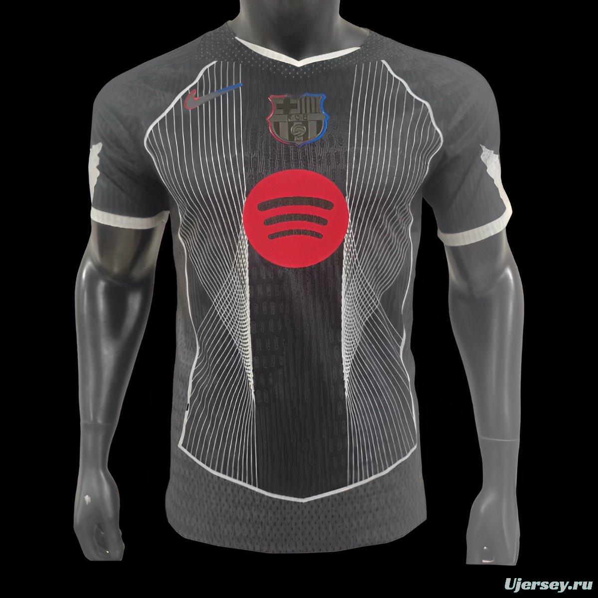Player Version 25/26 FC Barcelona Black with White Line Pattern Jersey