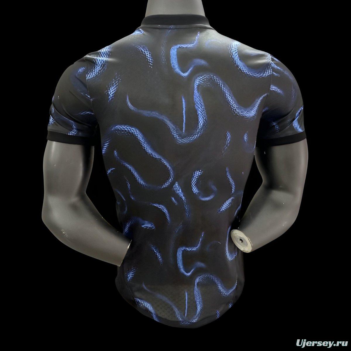 Player Version 25/26 Inter Milan Black with Blue Snake Pattern Jersey