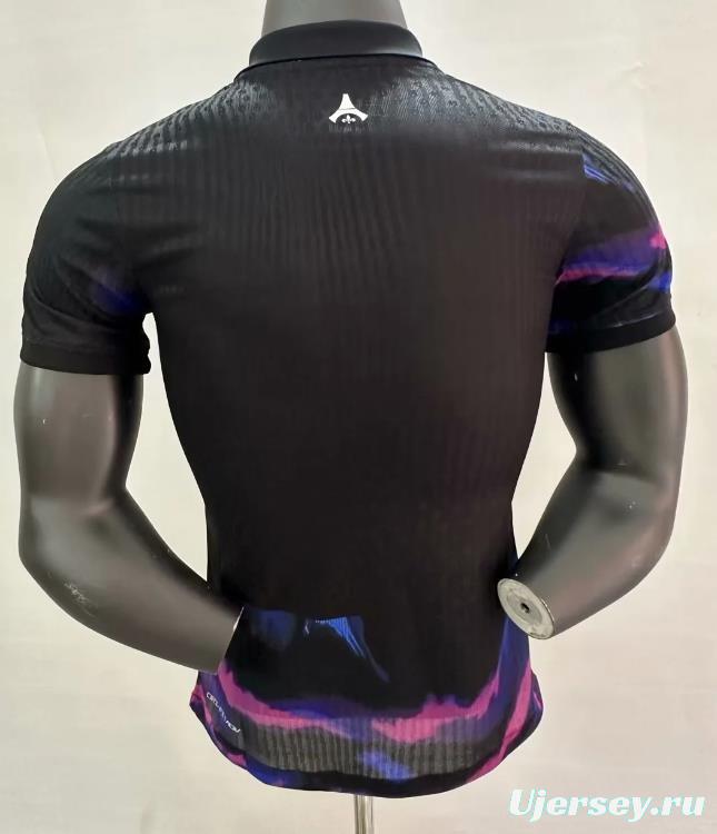 Player Version 25/26 PSG Black with Blue & Pink Abstract Pattern Jersey
