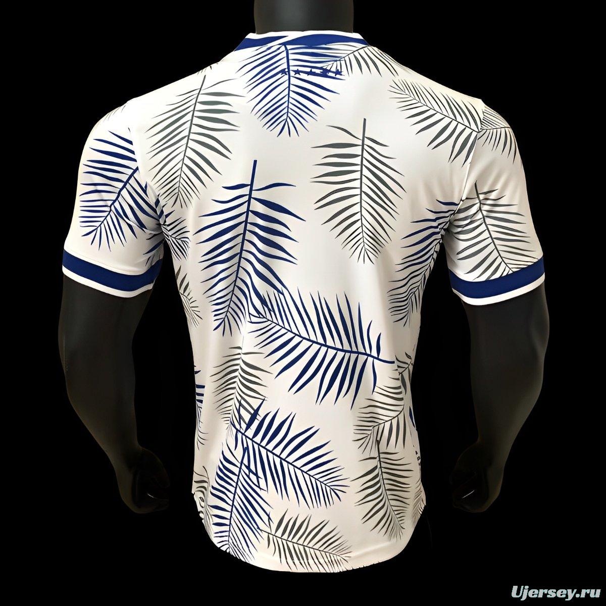 Player Version 2025 Brazil White with Palm Leaf Pattern Jersey