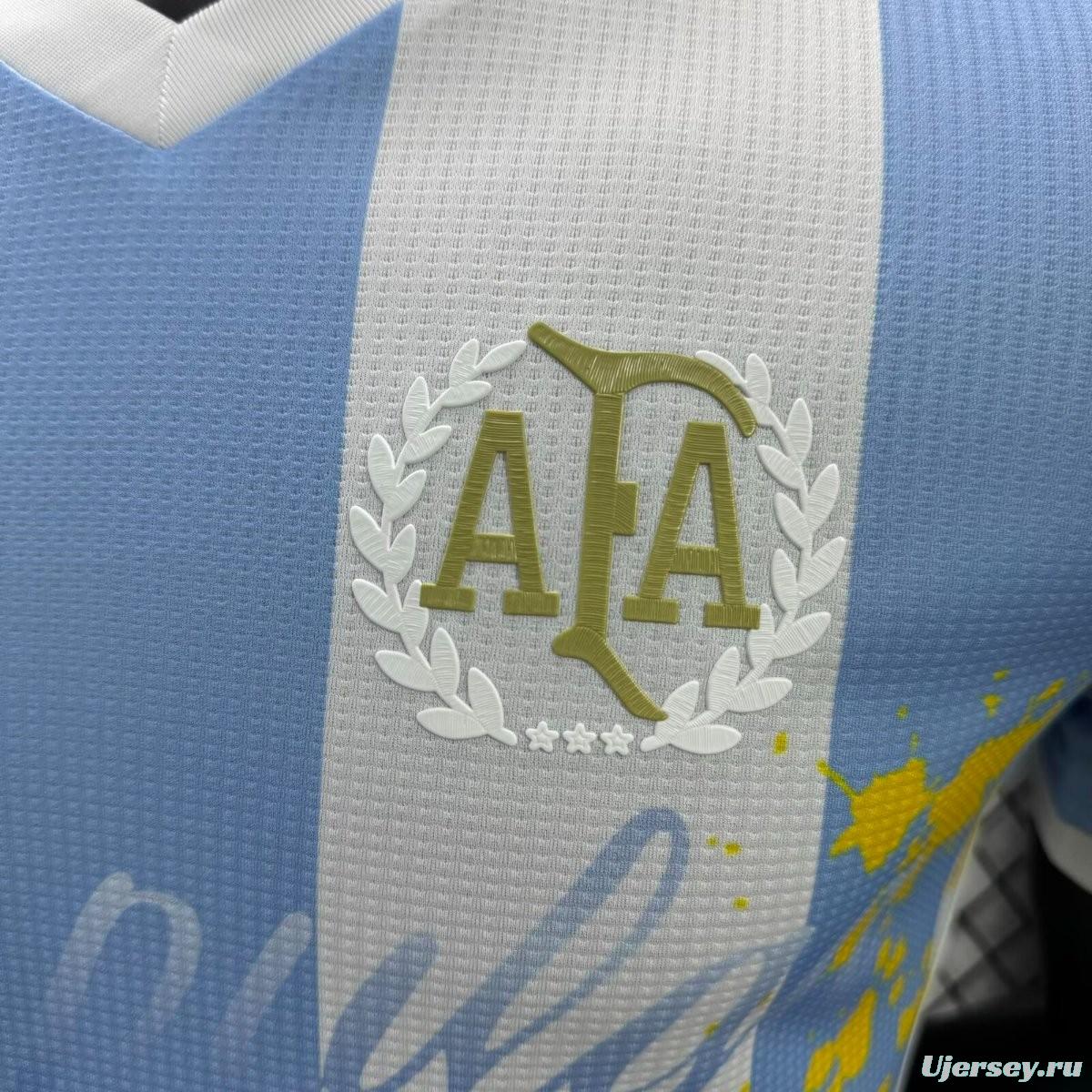 Player Version 2025 Argentina Home Sky Blue with Messi Celebration Print Jersey