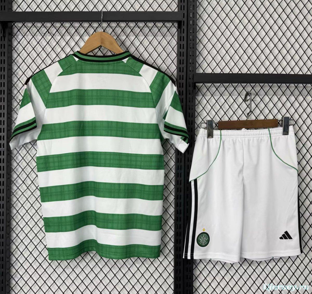 25/26 Kids Celtic Home Jersey With Sponsor