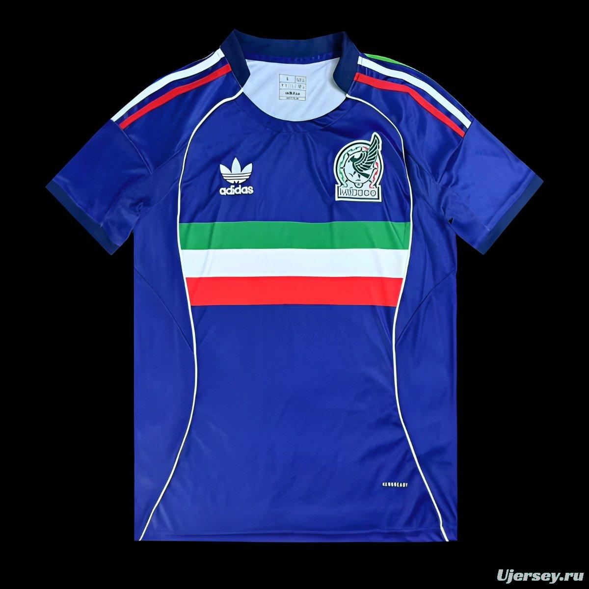 2025 Mexico Away Blue with Tricolor Stripe Jersey