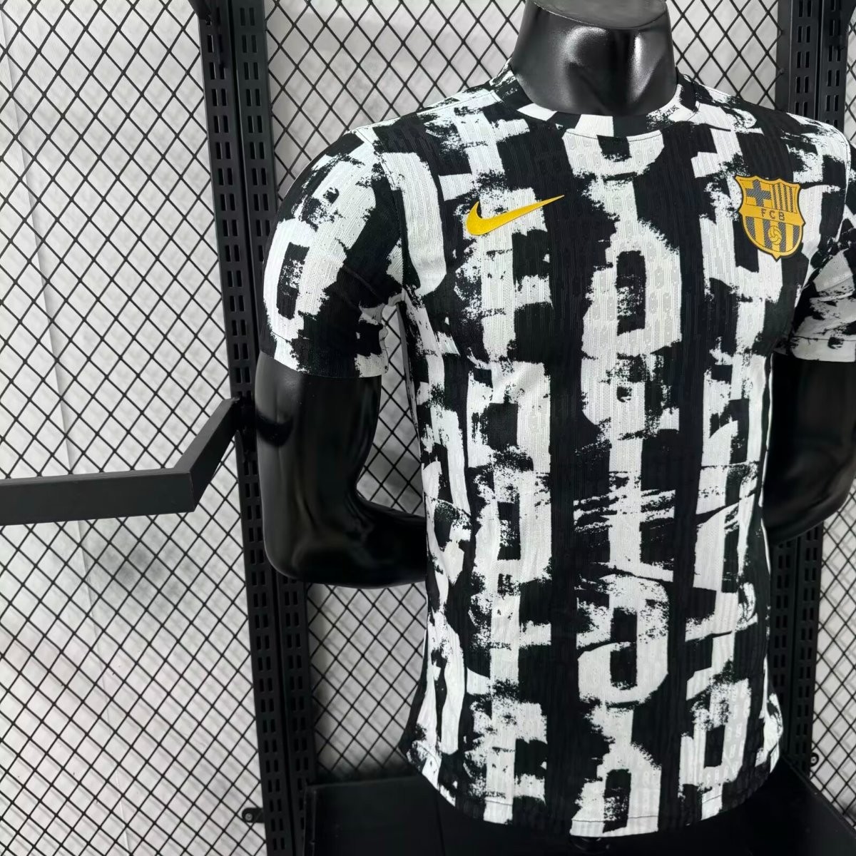 Player Version 25/26 Barcelona White with Abstract Graffiti Pattern Jersey