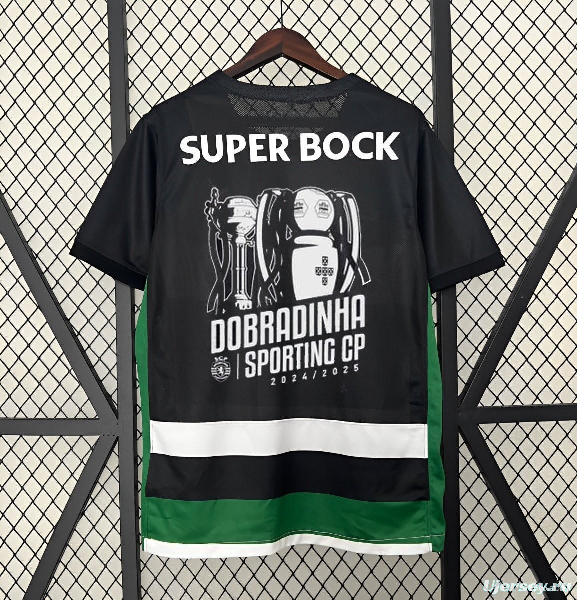 24/25 Sporting Lisbon Home Jersey With 2 Champion Winner Printing