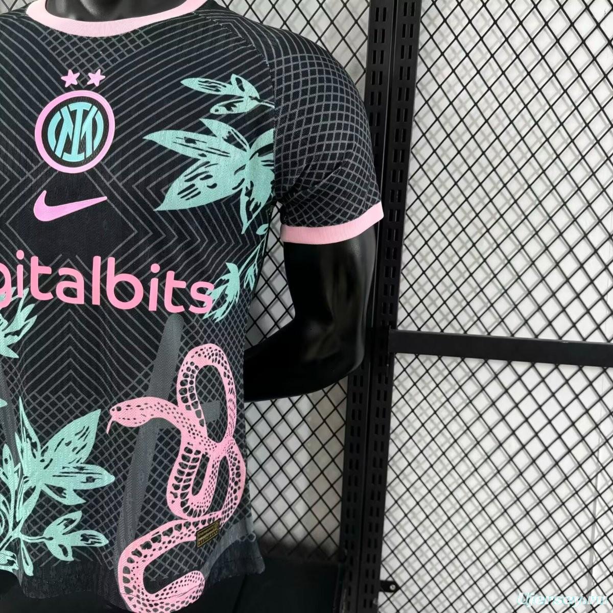 Player Version 25/26 Inter Milan Black with Snake and Floral Pattern Jersey