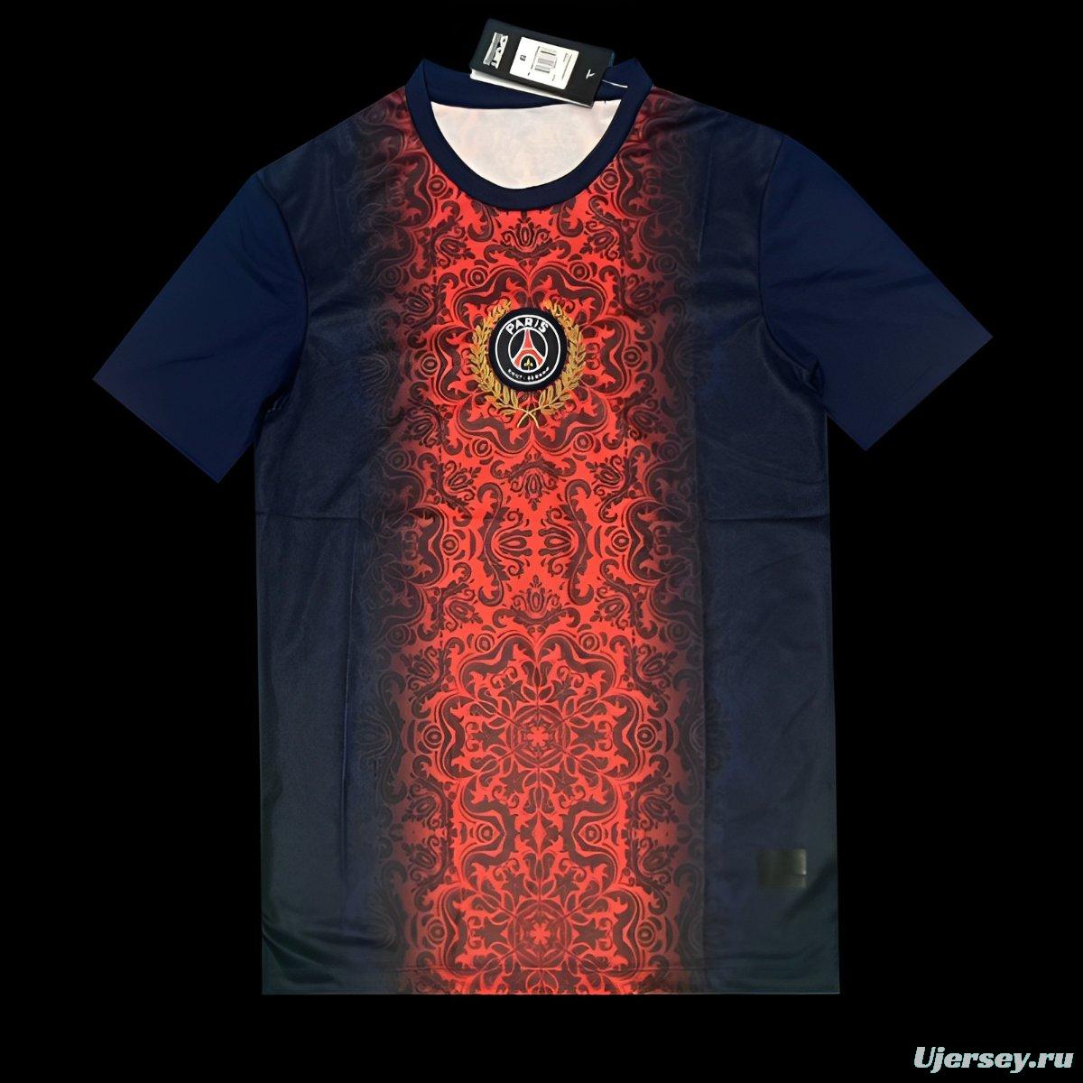 25/26 Paris Saint-Germain Navy with Red Ornate Pattern Jersey