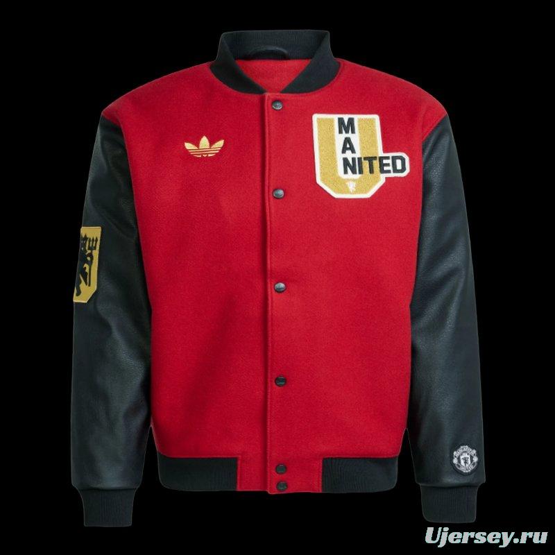 24/25 Manchester United Letterman Red/Black Jacket