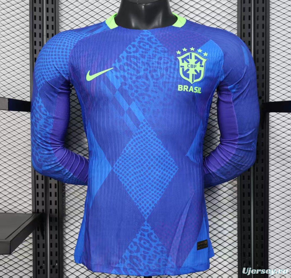 Player Version 2025 Brazil Away Long Sleeve Jersey
