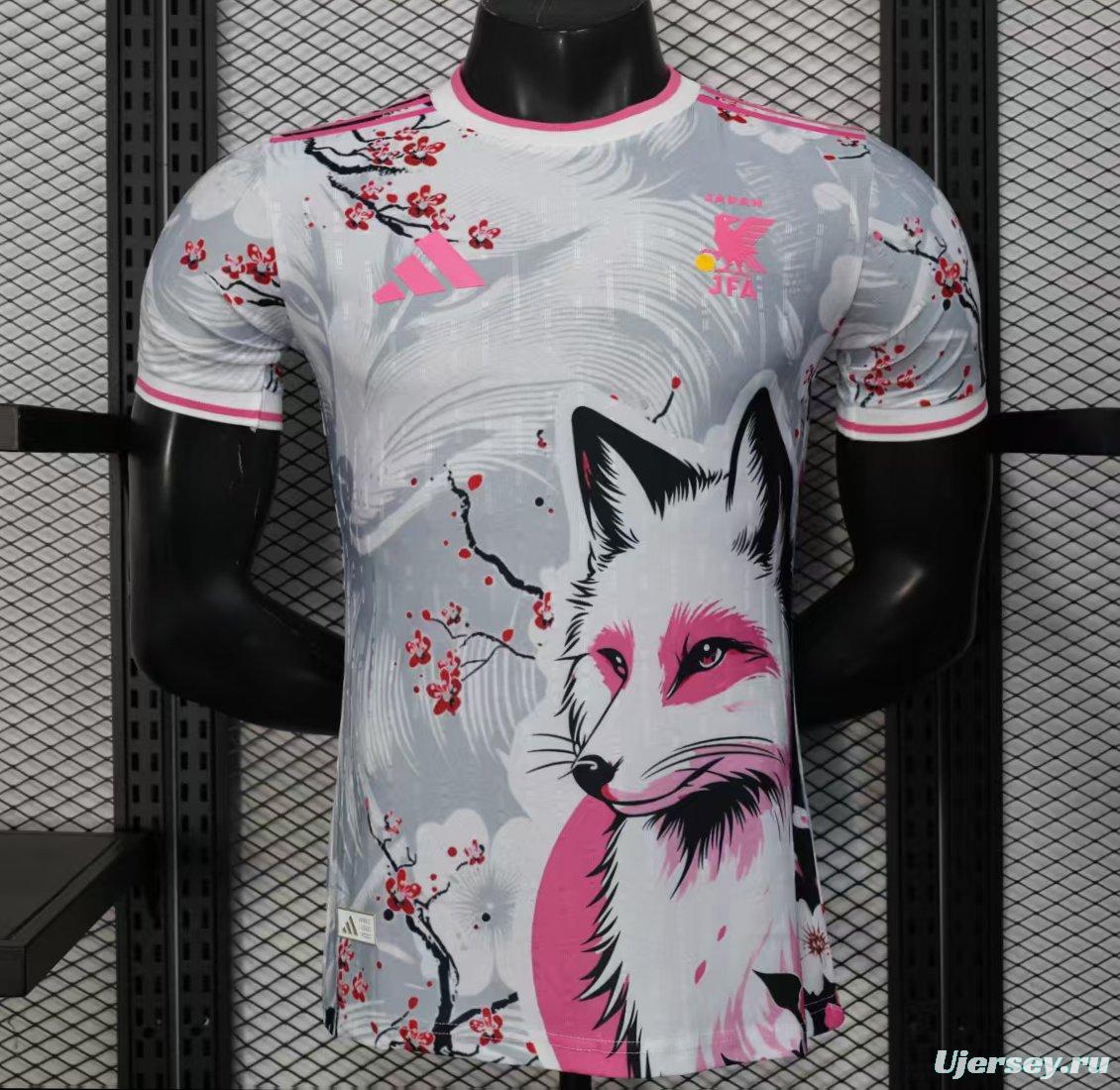Player Version 2025 Japan White with Fox and Cherry Blossom Pattern Jersey