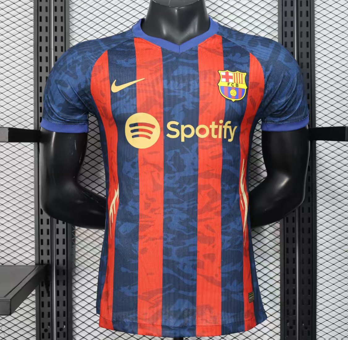 Player Version 25/26 Barcelona Home Blue Red Stripes Jersey with Spotify Sponsor