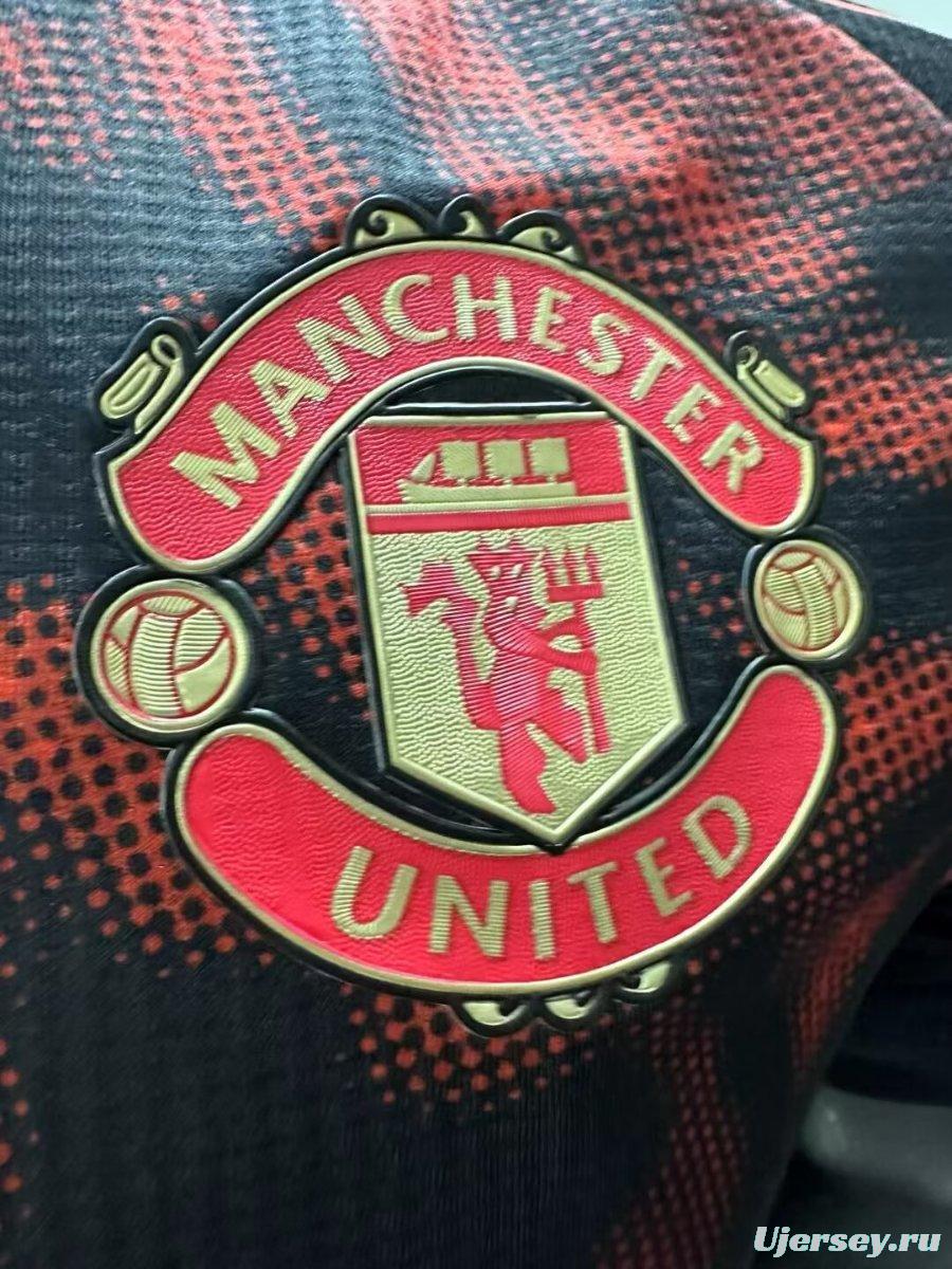 Player Version 25/26 Manchester United Y3 Black with Red Dragon Pattern Jersey