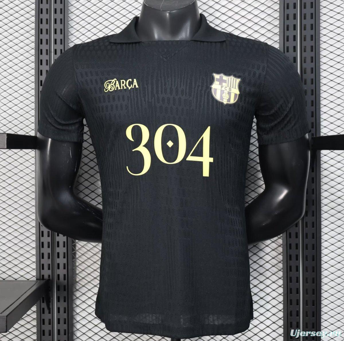 Player Version 25/26 FC Barcelona BLACK Jersey With 304 Sponsor
