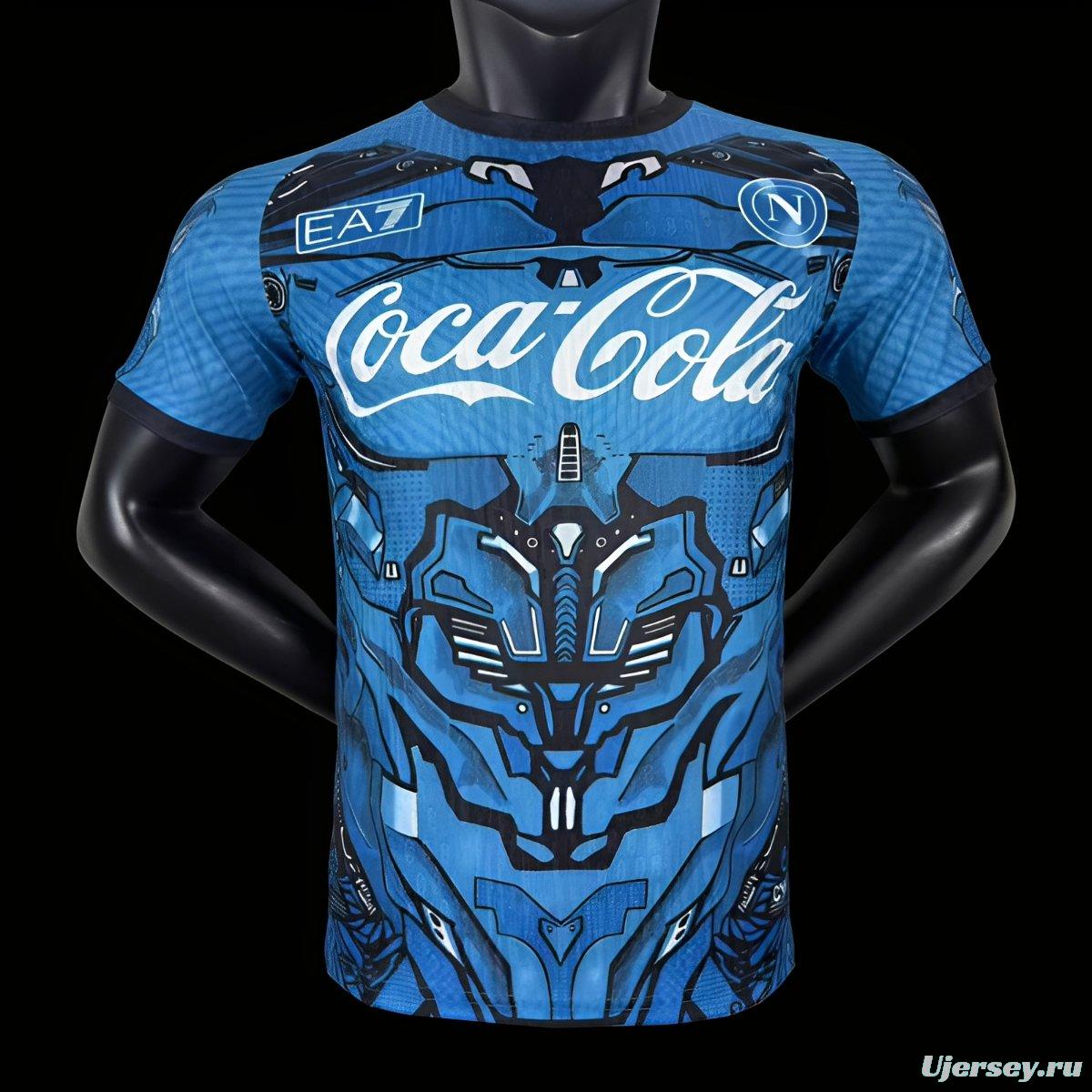 Player Version 25/26 Napoli EA7 Blue with Robotic Armor Pattern Jersey