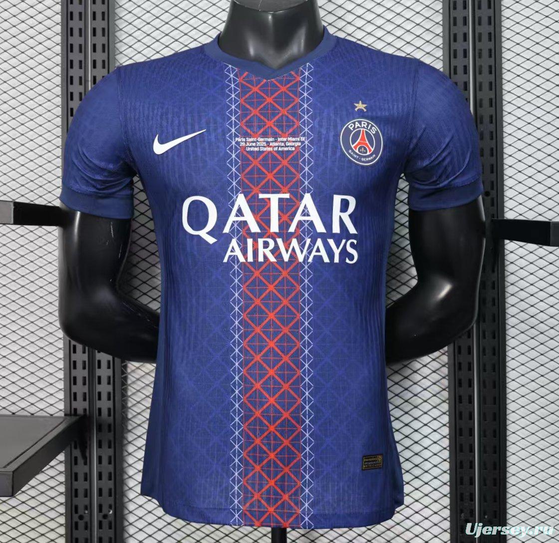 1 Star Player Version 25/26 PSG Home Jersey With Match Date Printing