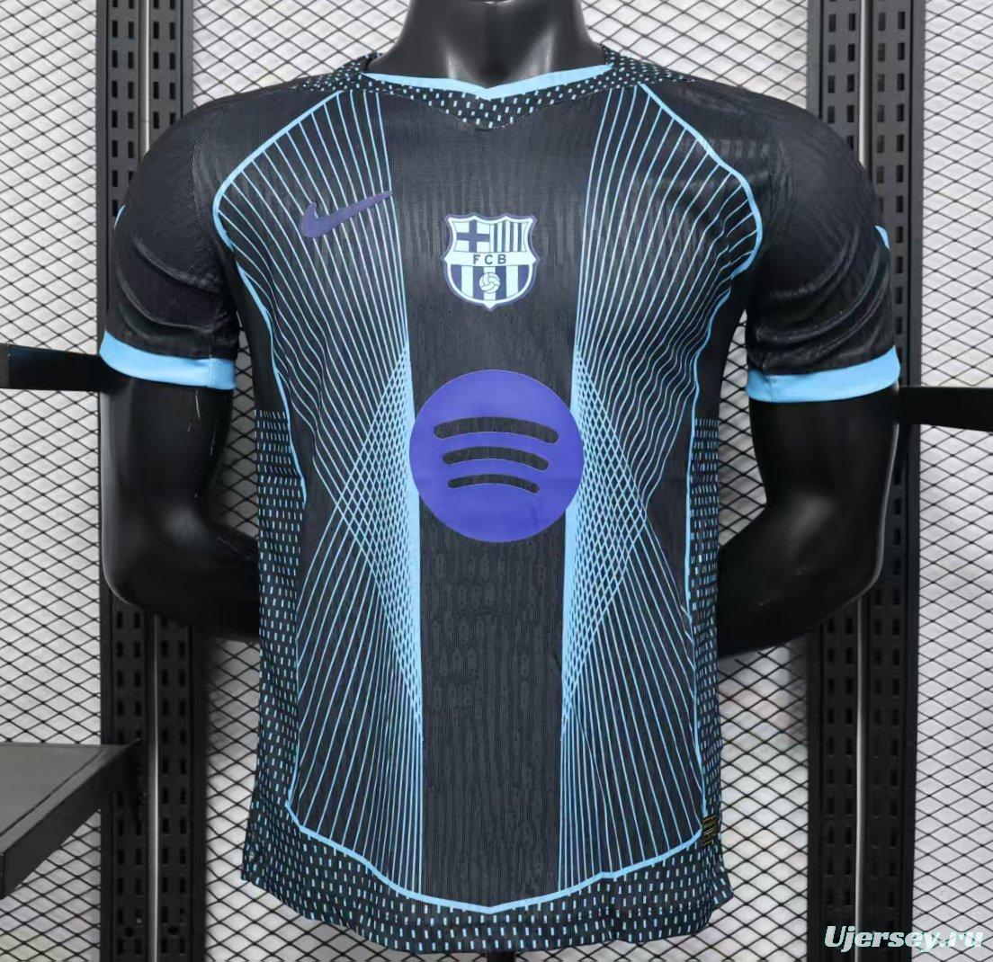 Player Version 25/26 FC Barcelona Black with Geometric Line Pattern Jersey