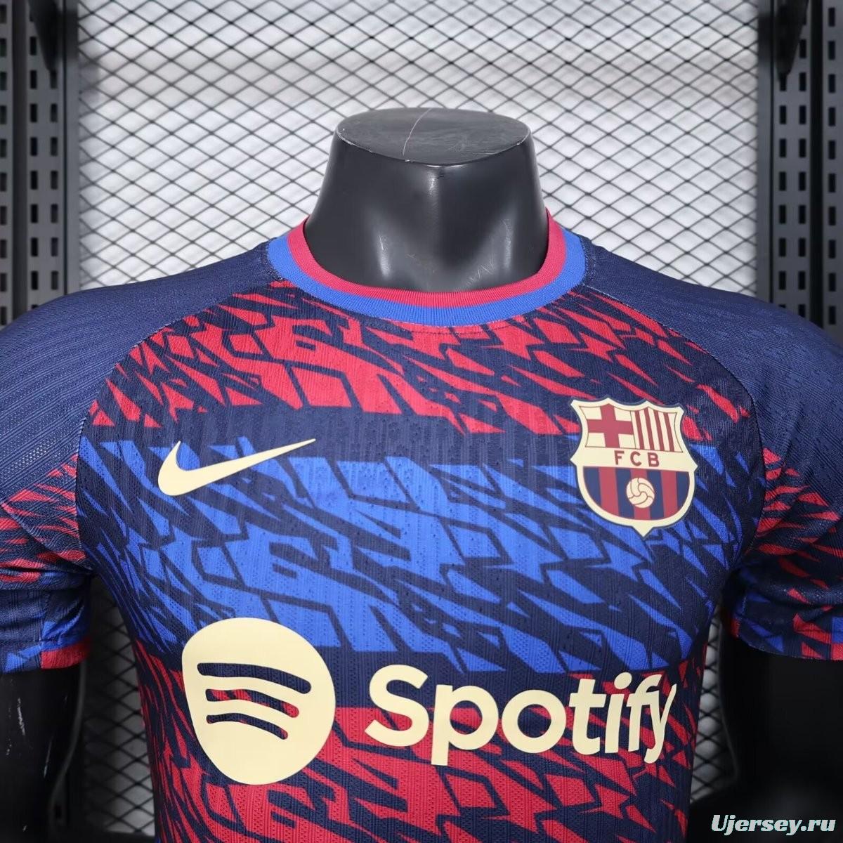 Player Version 25/26 FC Barcelona Navy Blue with Red and Blue Abstract Pattern Jersey
