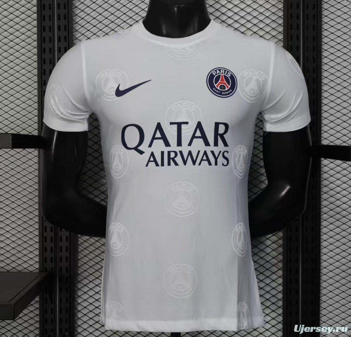 Player Version 25/26 PSG White with Embossed PSG Badge Pattern Jersey