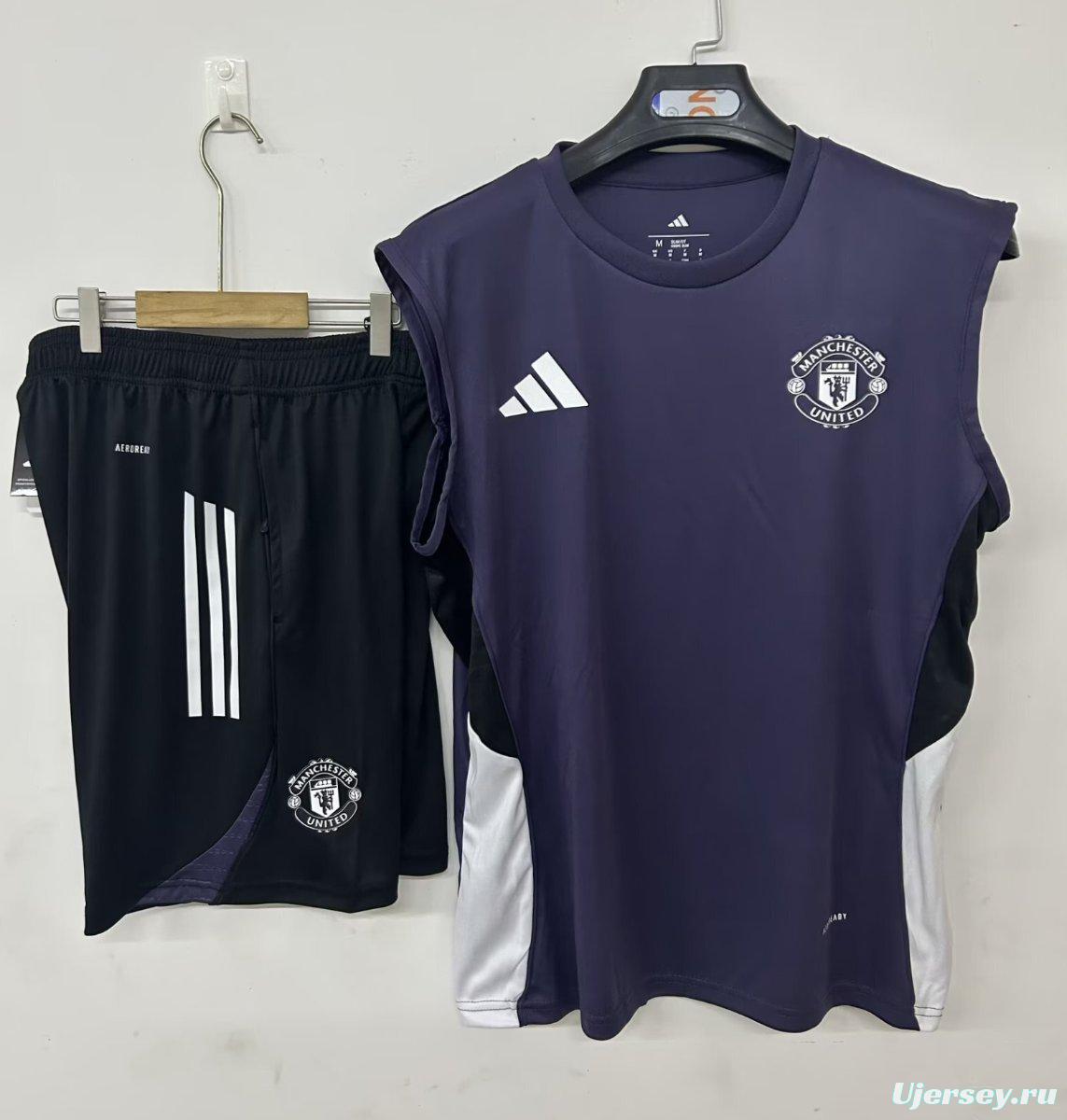 25/26 Manchester United Vest Jersey Purple+ Shorts