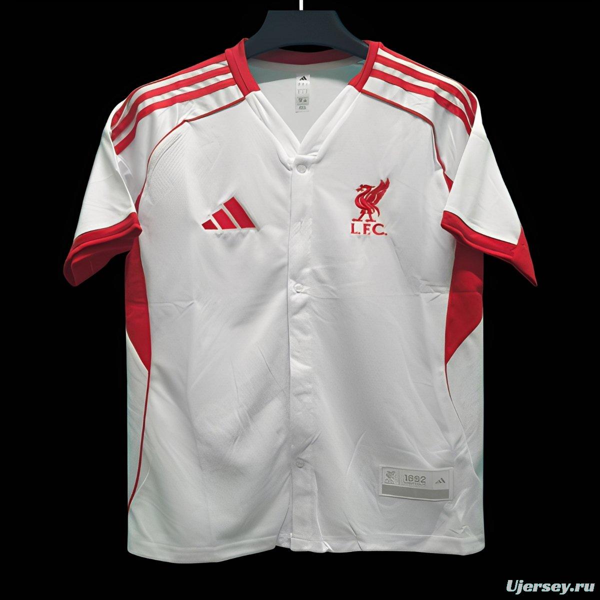 25/26 Liverpool US Pack WHITE Baseball Jersey