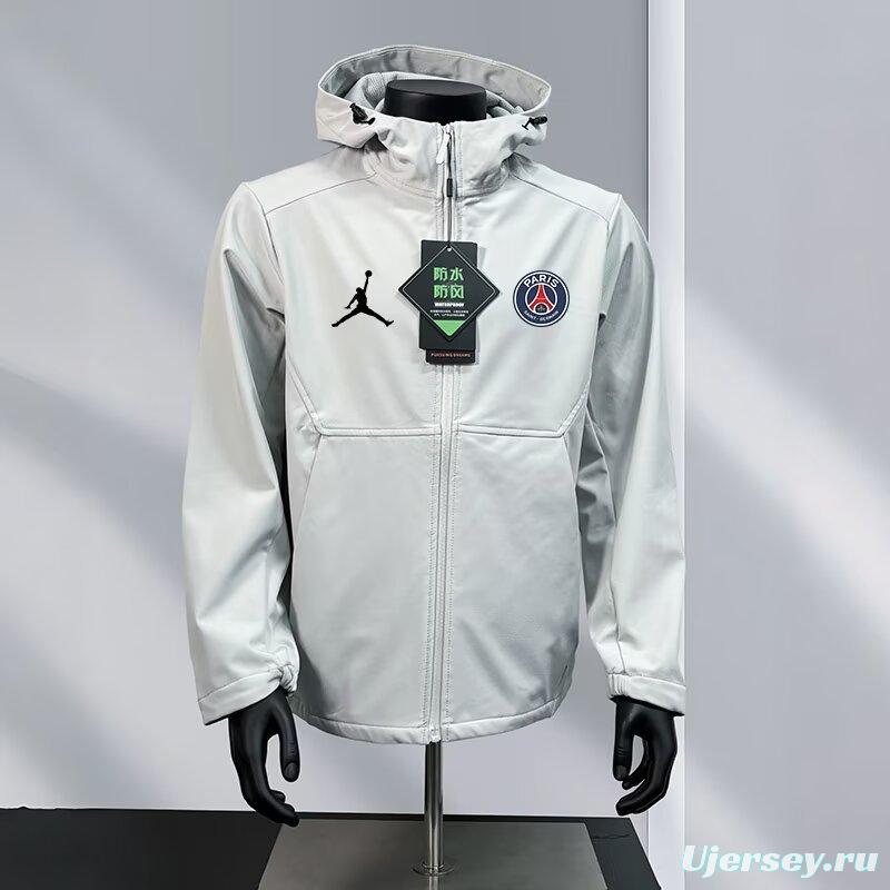 25/26 PSG White/Navy/Black/Olive Green Jordan Hooded Jacket