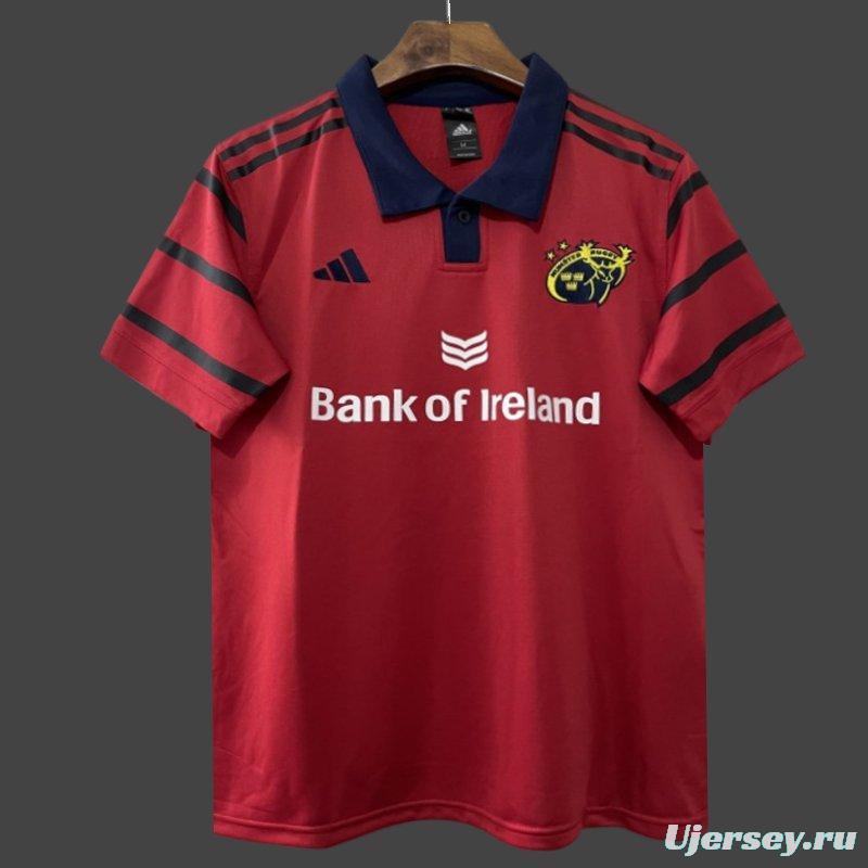 25/26 Munster Rugby Red with Navy and Grey Stripes Jersey