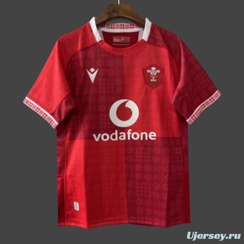 2026 Wales home Red with Vertical Stripe Pattern Jersey