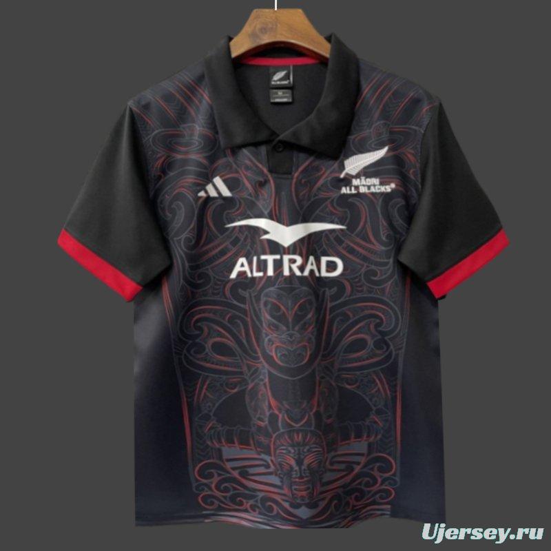 2026 Māori All Blacks Black with Māori Tiki Carving Jersey