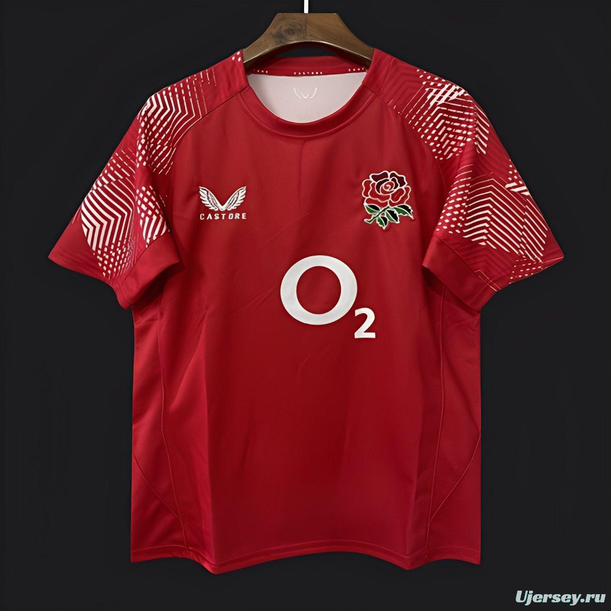 2026 England Red with Geometric Stripe Pattern Jersey